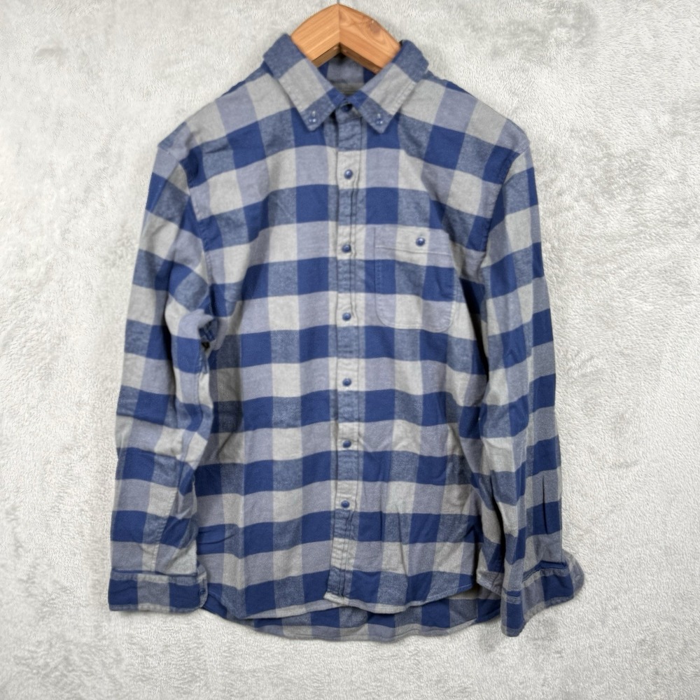 Vineyard Vines Slim Longshore Shirt Men L Blue Gray Check Flannel Cotton Stretch